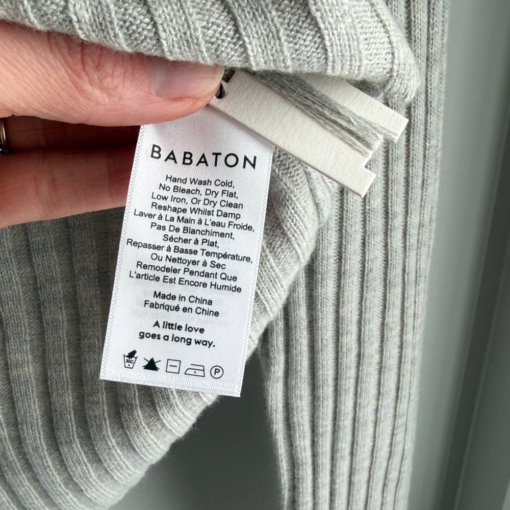 Babaton Light Gray Ribbed Sweater - Picture 3 of 5
